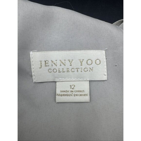 Jenny Yoo Collection Womens Taupe Flutter Sleeve Raw Hem Midi Dress Sz 12 - Picture 13 of 15